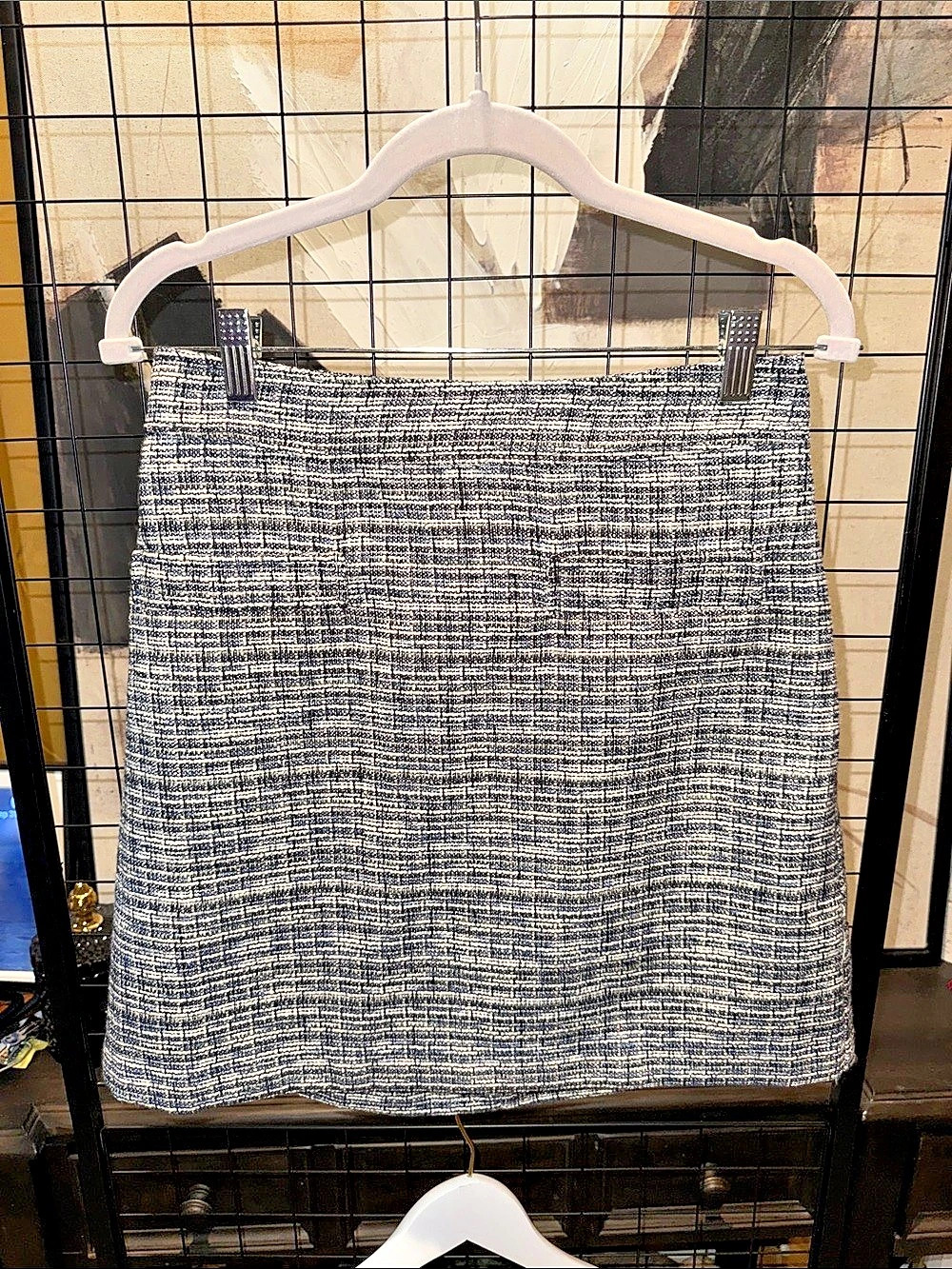 LOFT Bouclé Mini Skirt in Blue & White Size 6 Like New